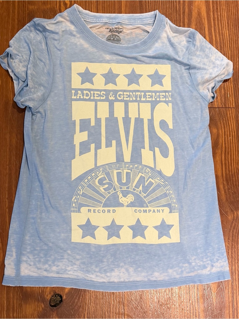 Recycled Karma Light Blue Elvis Graphic Short Sleeve Tee